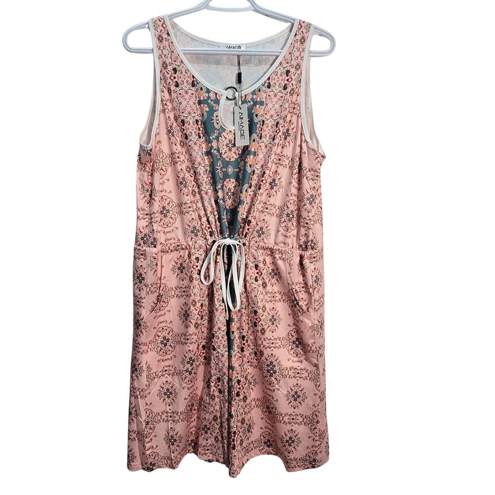 NWT | AIMAGE Floral Medallion Swimsuit Cover-Up | Tie Front | Size Large - Picture 2 of 7
